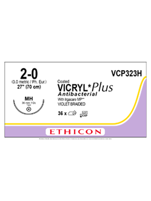 Coated VICRYL® Plus Antibacterial Sutures Absorbable Violet 2-0 70cm - Box/36