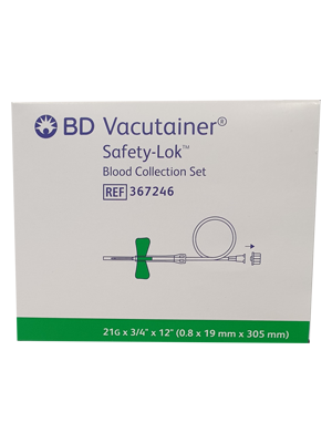 BD Vacutainer® Safety-Lok™ Blood Collection Set 21G, Green - Box/50