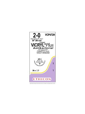 Coated VICRYL* Plus Suture Antibacterial Violet 2-0 90cm - Box/36