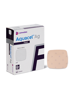 AQUACEL Ag Foam Non-Adhesive Dressing Square 10cm x 10cm – Box/10