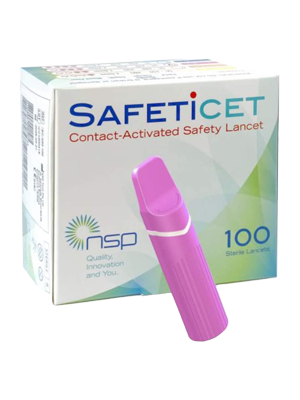 Safeticet Lancet, 21g x 2.20mm, Pink, 100ct, single use – Pack of 100