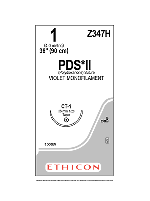 PDS*II Suture Absorbable Violet 1 CT-1 90cm - Box/36