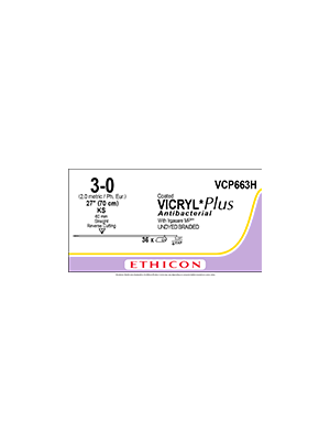 Coated VICRYL Plus Absorbable Suture Absorbable Undyed 3-0 70cm - Box/36