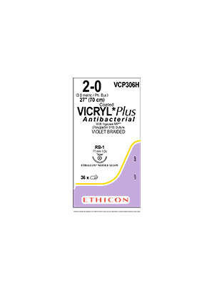 Coated VICRYL Plus Antibacterial Suture Absorbable Violet 2-0 70cm - Box/36