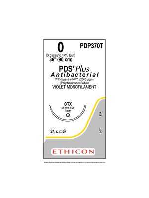 PDS Plus Antibacterial Sutures Absorbable Violet 0 90cm - Box/24