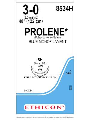 PROLENE* Sutures Blue 122cm 3-0 DA SH 26mm - Box/36