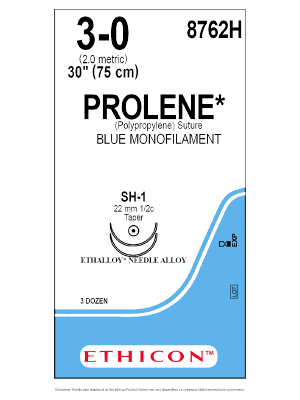 PROLENE* Sutures Blue 75cm 3/0 DA SH-1 22cm - Box/36