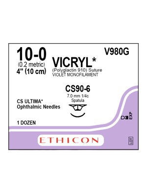 VICRYL* Sutures Violet 10cm 10-0 CS90-6 7.0mm - Box/12