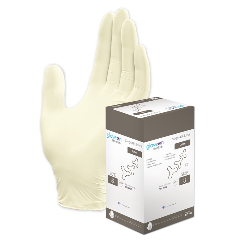Hamilton Latex Surgical Gloves Size 8 - Box/50