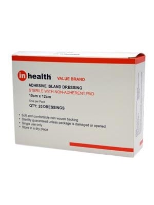 inhealth™ Adhesive Island Dressing 10x12cm - Box/20