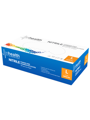 inhealth Examination Gloves Nitrile Powder Free Large