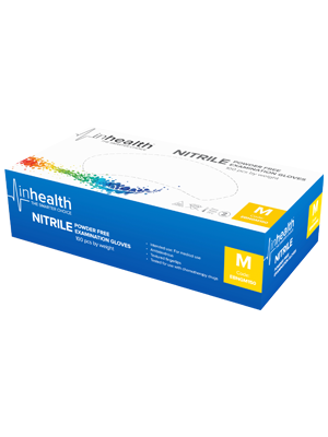 inhealth Examination Gloves Nitrile Powder Free Medium