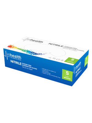 inhealth Examination Gloves Nitrile Powder Free Small