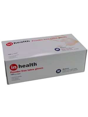 inhealth™ Examination Gloves Latex, Powder Free (Medium) - Box/100