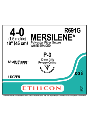 MERSILENE* Poly Sutures White 45cm 4-0 P-3 13mm - Box/12