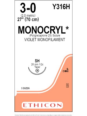 MONOCRYL® Suture Absorbable Violet 3-0 70cm - Box/36