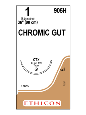 Surgical GUT Chromic Absorbable Suture 1 x 36" CTX - Box/36