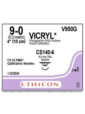 VICRYL® Absorbable Suture Violet 9-0 10cm CS140-6 6.5mm - Box/12