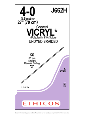 Coated VICRYL® Sutures Absorbable Undyed 4-0 70cm - Box/36