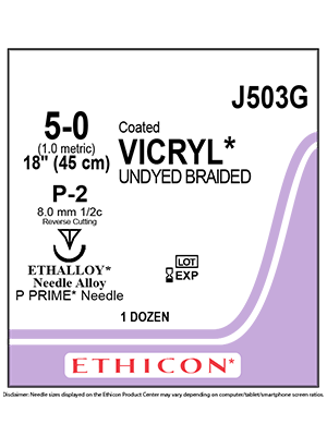 Coated VICRYL® Sutures Absorbable Undyed 5-0 45cm - Box/12