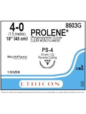 PROLENE* Polypropylene Sutures Blue 45cm 4-0 PS-4 16mm - Box/12