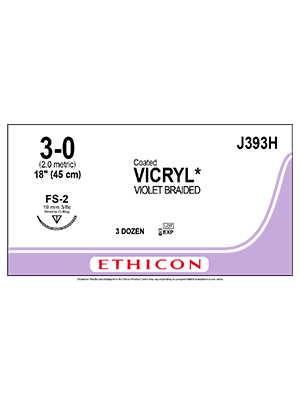 Coated VICRYL* Sutures Absorbable Violet 3-0 45cm - Box/36