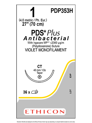 PDS Plus Antibacterial Sutures Violet 1 70cm - Box/36