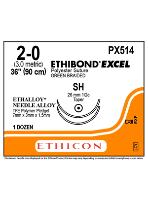 ETHIBOND EXCEL® Polyester Suture Green 90cm 2-0 SH 26mm - Box/12