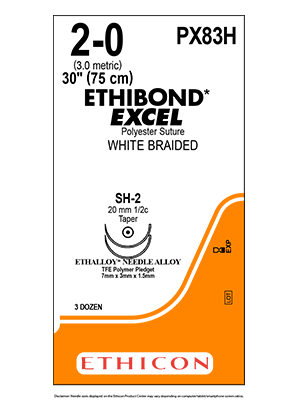 ETHIBOND* EXCEL White 75cm 2-0 SH-2 20mm - Box/36