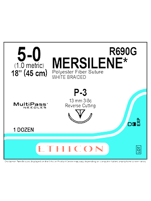 MERSILENE* Poly White 45cm 5-0 P-3 13mm - Box/12