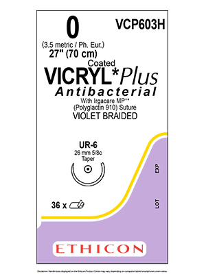 Coated VICRYL* Plus Antibacterial Sutures Absorbable Violet 0 70cm - Box/36