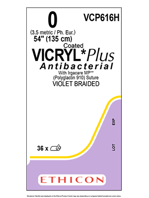 Coated VICRYL* Plus Antibacterial Sutures Absorbable Violet 0 135cm - Box/36