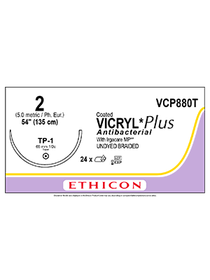 COATED VICRYL® Plus Antibacterial Suture Absorbable Undyed 2 135cm - Box/24