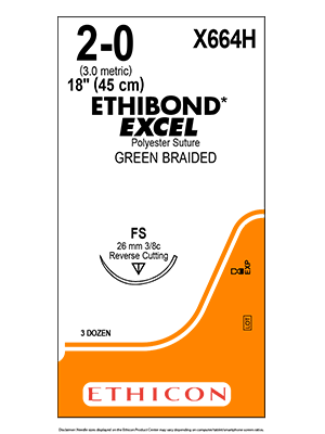 ETHIBOND* EXCEL Suture Green 2-0 45cm FS 17mm - Box/12