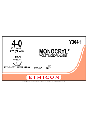 MONOCRYL* Sutures Absorbable Violet 4-0 70cm - Box/36