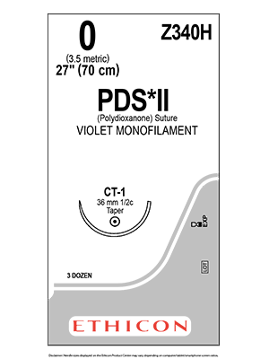 PDS*II Polydioxanone Sutures Violet 70cm 0 CT-1 36mm - Box/36