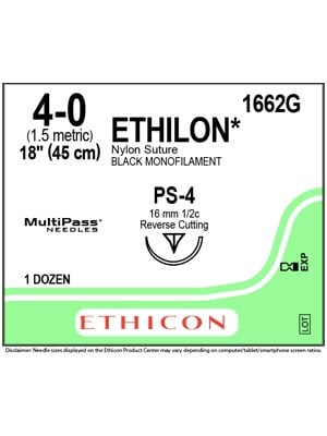 ETHILON* Nylon Sutures Black 45cm 4-0 PS-4 16mm - Box/12