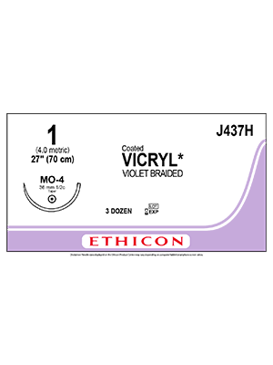 Coated VICRYL* Sutures Absorbable Violet 1 70cm - Box/36