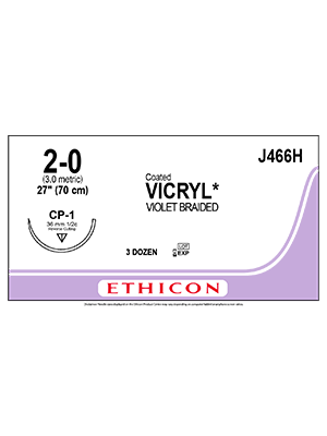 Coated VICRYL® Sutures Absorbable Violet 2-0 70cm - Box/36