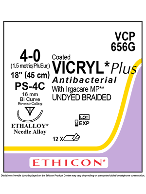 Coated VICRYL* Plus Antibacterial Sutures Absorbable Undyed 45cm 4-0 - Box/12