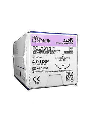 LOOK® Polysyn PGA Suture with Needle 70cm 3/0, 24mm (C7) – Box/12