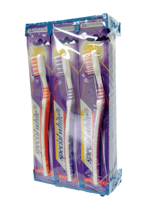 Special White Toothbrush, Medium Bristles for Adult, Assorted Colours - Pkt/12