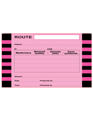 Miscellaneous ROUTE Label Large 100x60mm Black on Pink - Roll/500