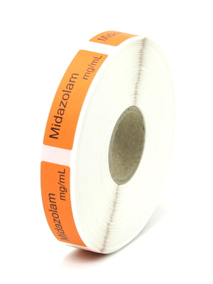 Midazolam Adhesive Label Orange 12x40mm - Roll/800