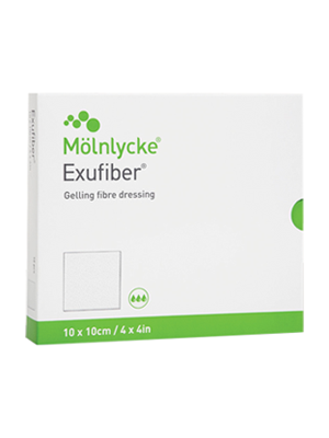 Exufiber® Ag+ Sterile Gelling Fibre Dressing, 10x10cm - Box/10