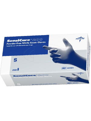 Medline SensiCare 200 Nitrile Exam Glove Small - Box/200