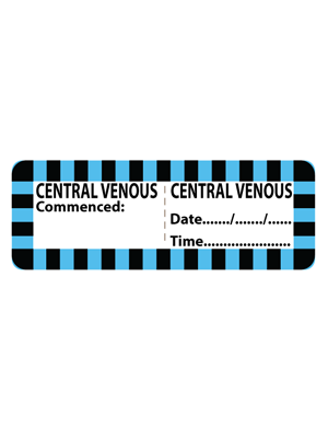 CENTRAL VENOUS IV Label 70x25mm Black on White - Roll/500