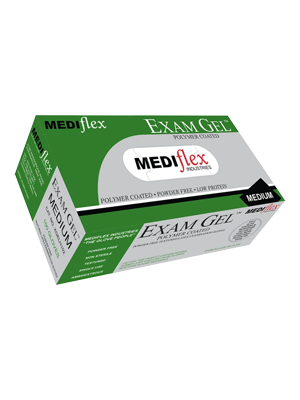 Exam Gel Powder Free Latex Gloves Medium - Box/100