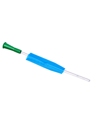 Standard Female Nelaton Catheter PVC Blue Sleeve 20cm 14FR, Green