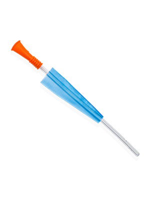 Nelaton Catheter Standard Female Blue Sleeve 20cm 16FR PVC, Orange